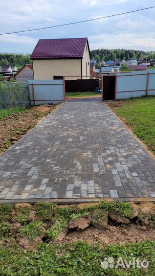 Укладка тротуарной плитки брусчатки бордюров