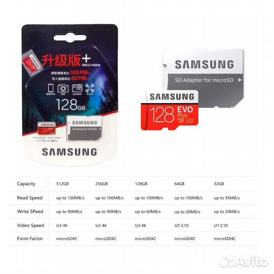 Оригинал Samsung Micro SD карты 64 гб EVO Plus-1шт