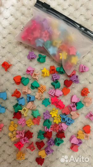 Заколки крабики цветные детские