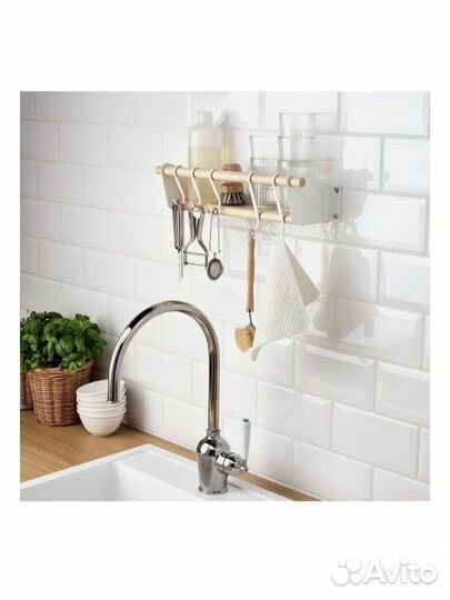 Полка настенная икеа неребю береза