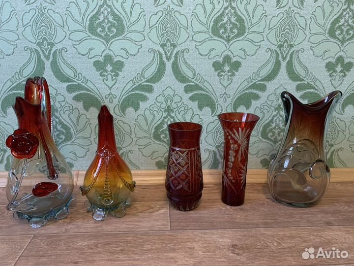 Ваза хрустальная СССР красная