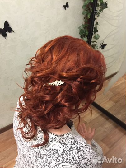 Прически свадебные, вечерние, локоны, макияж