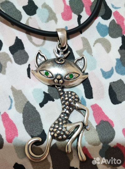 Подвеска кошка из серебра фирма Вега