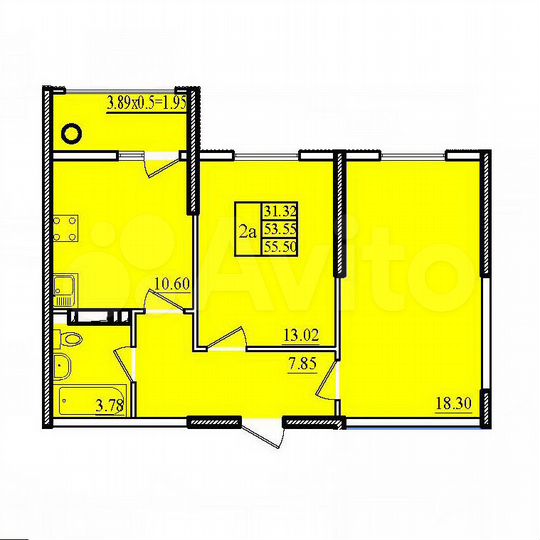 2-к. квартира, 55,5 м², 4/9 эт.