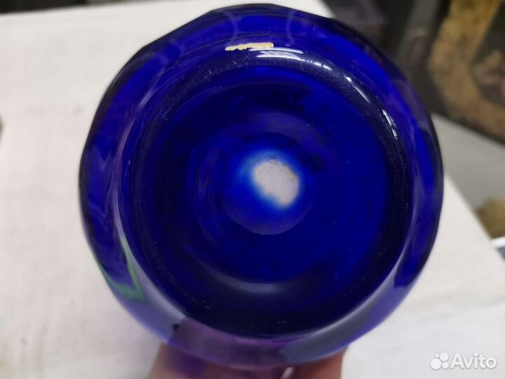 Кувшин синее двуслойное стекло Кобальт СССР (Ч)