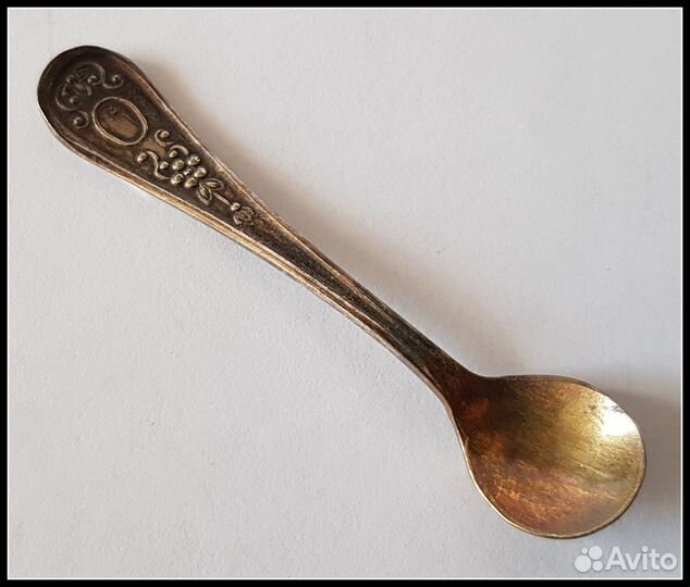 Винтажная солонка (икорница) филигранная с ложкой