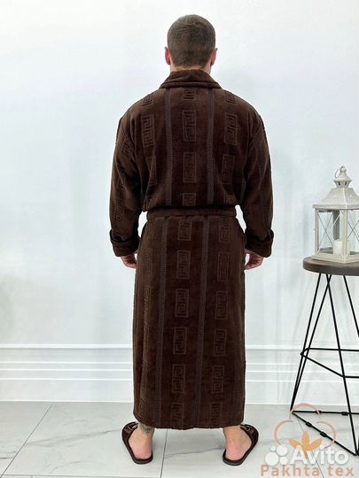 Мужской махровый халат велюр/хлопок