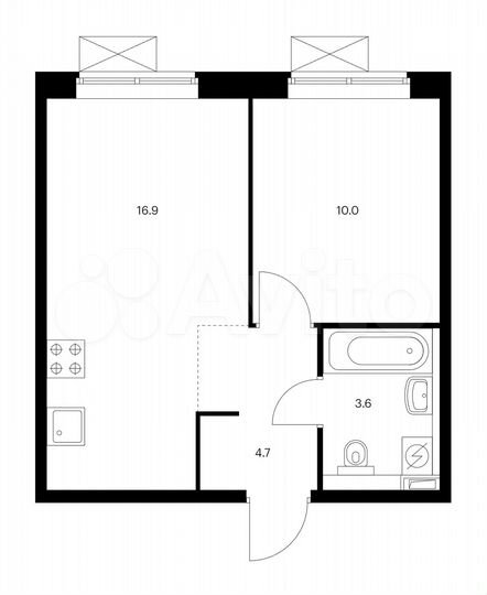1-к. квартира, 35,2 м², 2/25 эт.