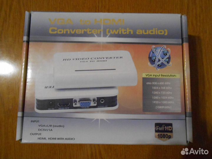 Переходник-конвертер VGA(D-Sub) +звук в hdmi