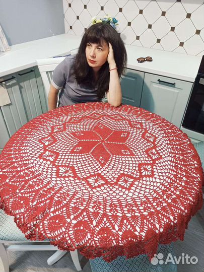 Вязаная скатерть крючком