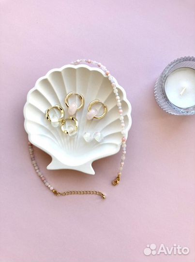 Серьги бублики трансформеры с натуральными камнями