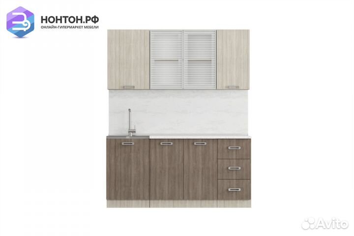 Кухня Катя 1.7м ясень шимо светлый / ясень шимо те