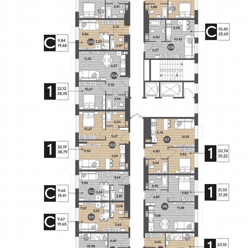 1-к. квартира, 41,9 м², 2/14 эт.