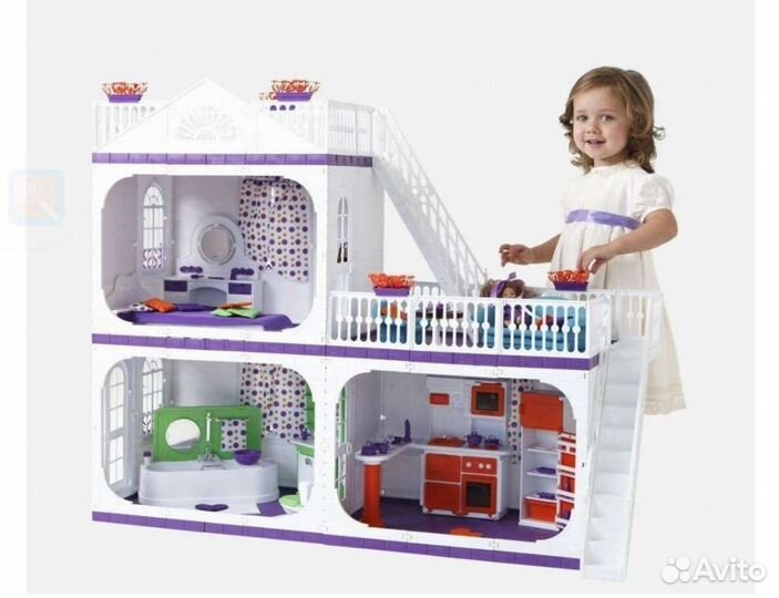 Домик кукольный коттедж мебель Конфетти Огонёк