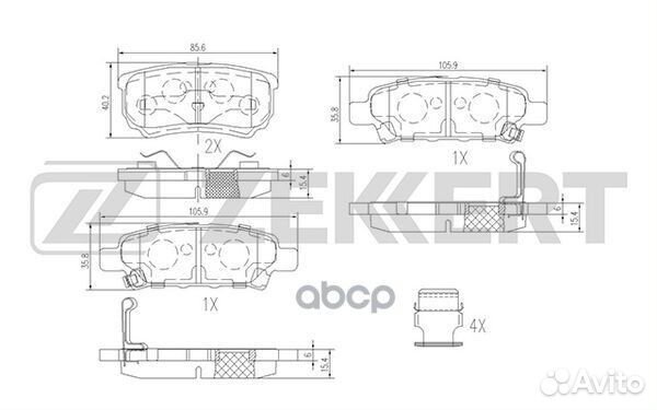 Колодки задние Mitsubishi/Zekkert/ BS1358 Zekkert