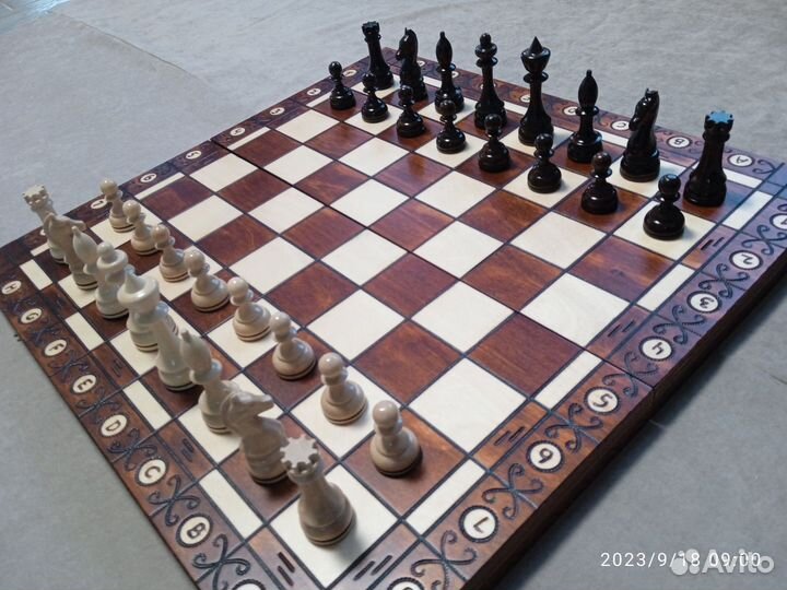 Шахматы Стаунтон Премиум с выжигом, доска Амбассад