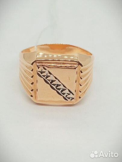 Золотое кольцо печатка мужская 18,5 размер
