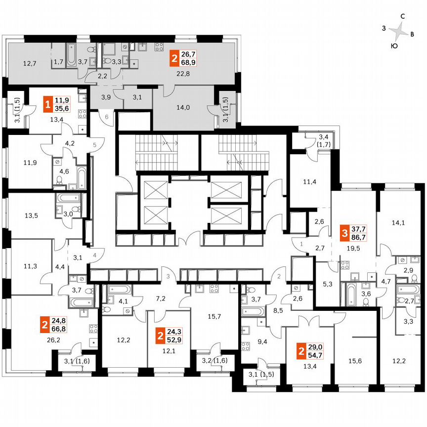 2-к. квартира, 69,6 м², 10/10 эт.