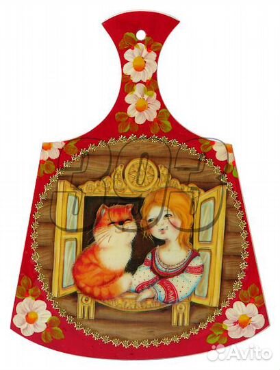 Доска разделочная малая Девочка с кошкой (31338)