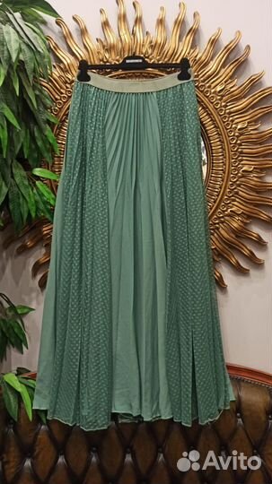 Юбка valentino 54-58р мята длинная плиссе италия