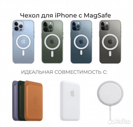 Чехол прозрачный Magsafe для iPhone от 11 до 14