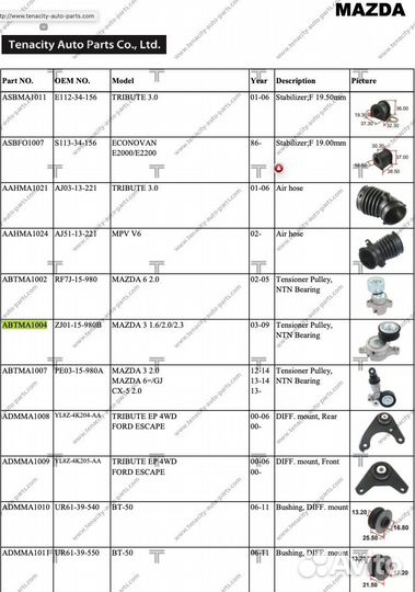 Натяжитель Tenacity Mazda 3 abtma1004