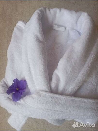 Халат велюровый Премиум белый-белый