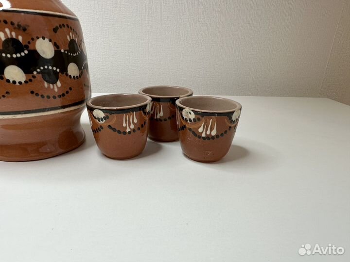 Графин с рюмками СССР, глиняный