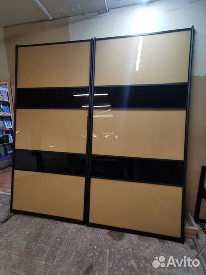 Двери купе коричнево - черные № 4023