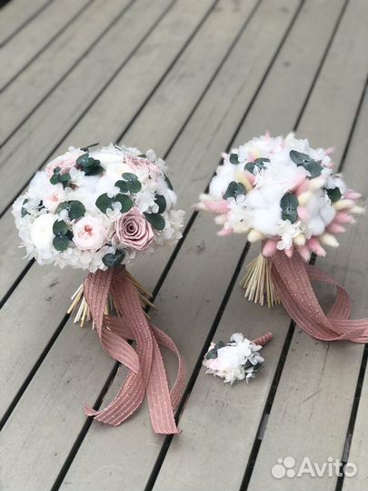 Букет невесты из сухоцветов и стаб. Цветов