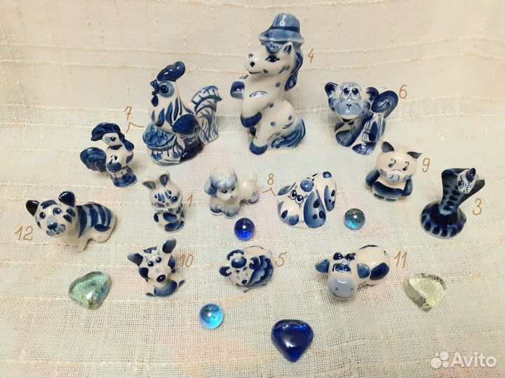 Фигурки из керамики в стиле гжель (Гороскоп)