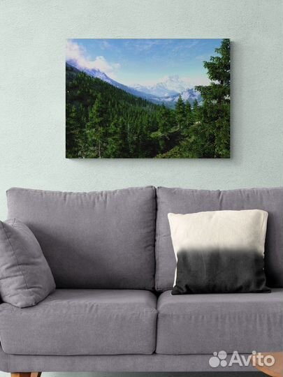 Картина зеленый лес в арт стиле 70 на 50 холст