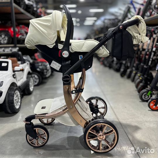Коляска 3 в 1 кожа Luxmom 608 new