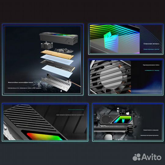 Радиатор с вентилятором для SSD M.2 argb 5V 3PIN, черный