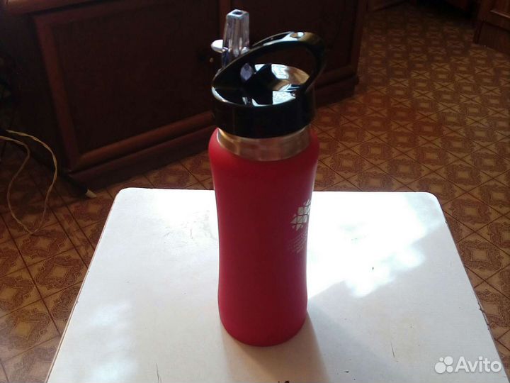 Бутылка спортивная с соломкой из нержавейки