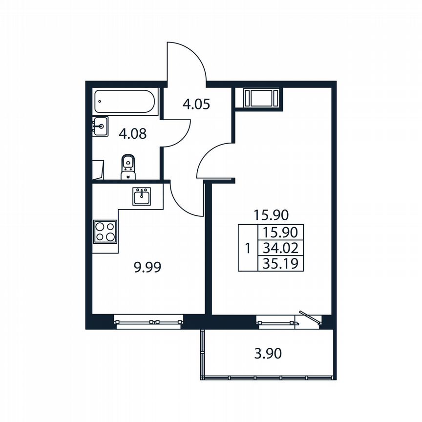 1-к. квартира, 37,9 м², 3/12 эт.
