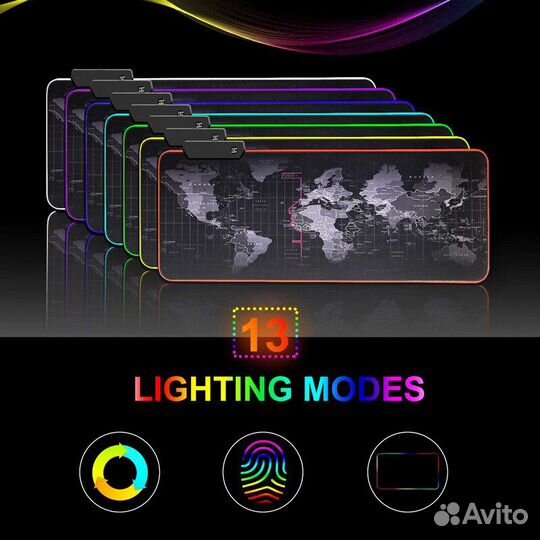 Коврик для мыши Карта мира с RGB-подсветкой 70х30