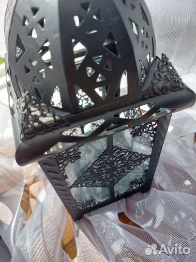 Подсвечник фонарь чёрный