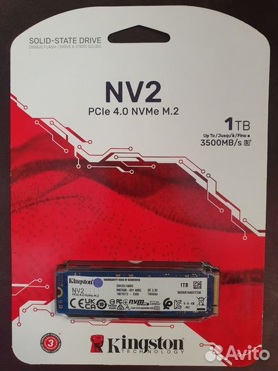 Новый SSD Kingston 1 тб PCI-e 4.0 NVMe гарантия