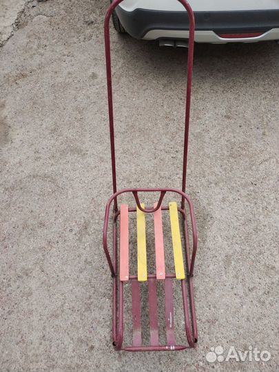 Санки металлическик с ручкой