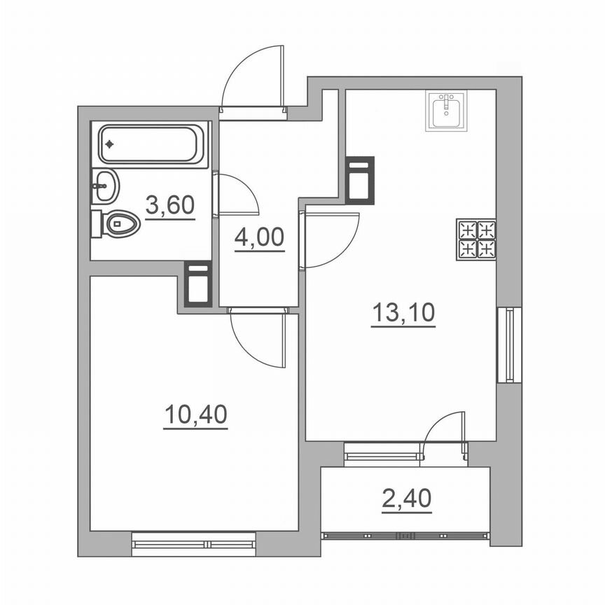 1-к. квартира, 33,5 м², 2/6 эт.