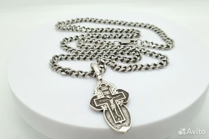 Серебряная цепь и крест 925 пробы