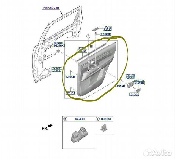 Б/У Обшивка двери - В хорошем состоянииn- Место