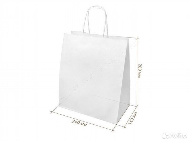 Пакеты бумажные крафт беленые 240х280х140