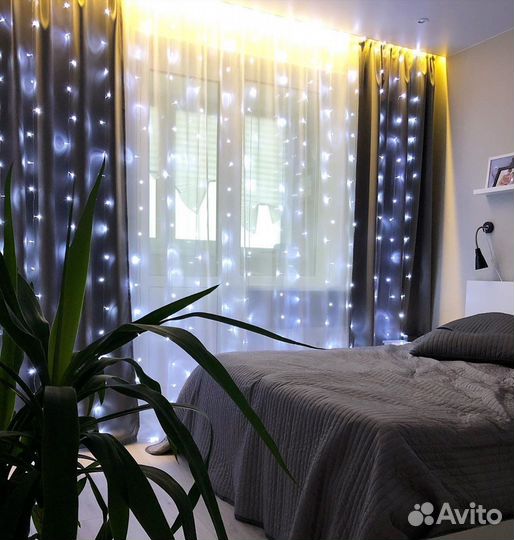 Гирлянда штора занавес на окно 2*2 метра