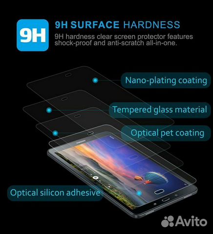 Закаленое стекло на планшет Samsung Tab2 10.1