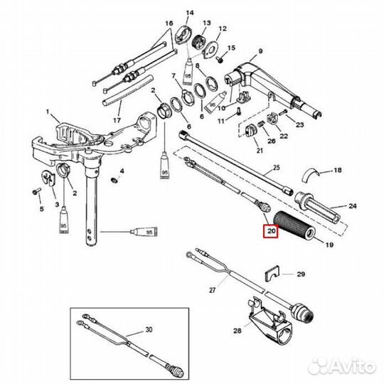 Кнопка стоп в сборе mercury - 6/8/9.9/15 HP (Quicksilver)