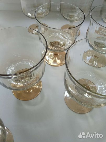 Бокалы СССР цветное медовое стекло, грани, люстр