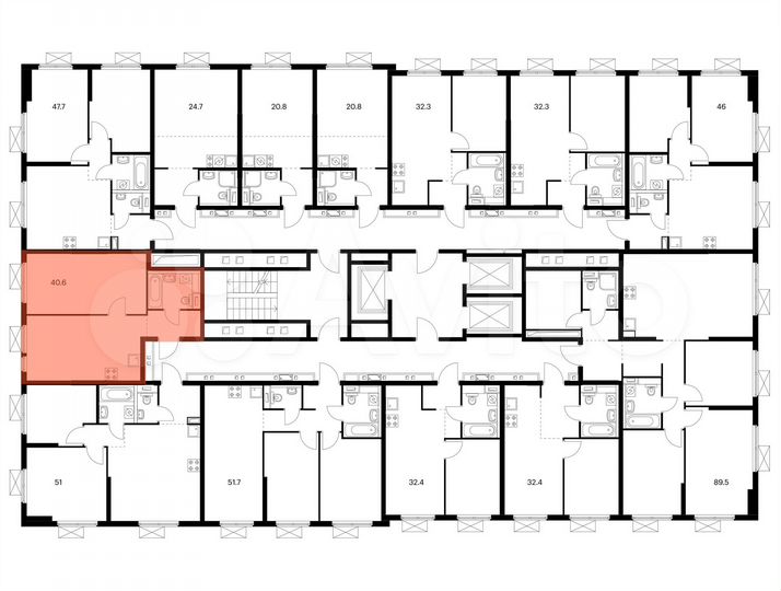 1-к. квартира, 40,6 м², 17/25 эт.