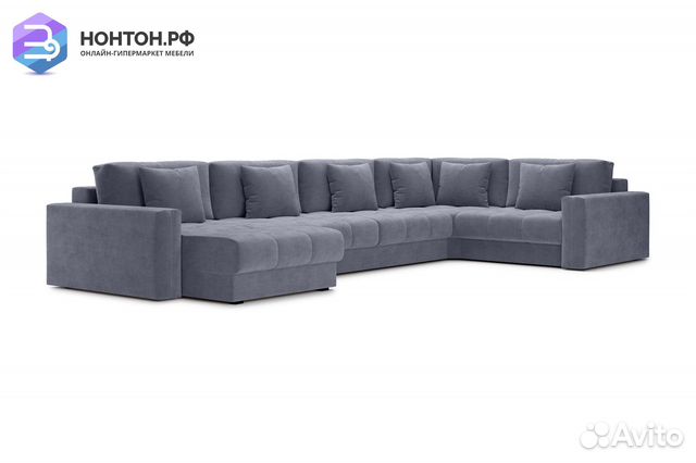 Диван п-образный тик-так Монарх темно-серый